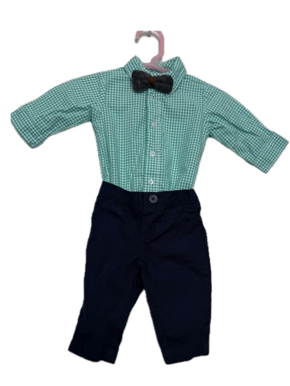 Carter's Baby Boy 3-Piece Gingham Shirt Bowtie & Pants Set